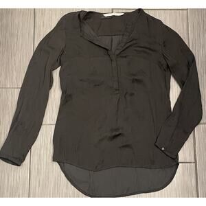 Zara Trafaluc Lyocell Popover Black Blouse Top Size XS Minimalist Classic